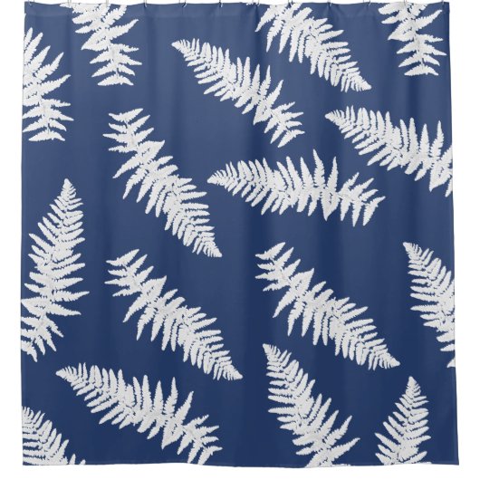 Indigo Fern Botanical Pattern Shower Curtain Douchegordijn (Voorkant)