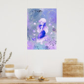 Indigo Flame de Zeemeermin Poster (Keuken)