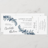 indigo floral bruiloft uitnodiging rsvp in bijlage (Voorkant / Achterkant)