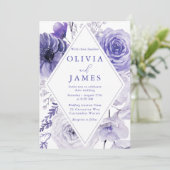 Indigo Floral Elegant Lijst bruiloft Kaart (Staand voorkant)