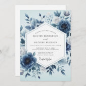 Indigo Floral Ethereal Wedding Kaart (Voorkant / Achterkant)