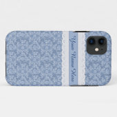 Indigo Floral Faux Lace iPhone 5/5s Hoesje (Achterkant (horizontaal))
