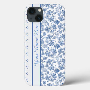 Indigo Floral Faux Lace Samsung Galaxy Noot 4 Hoes