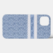 Indigo Floral Faux Lace Samsung Galaxy Noot 4 Hoes (Achterkant (horizontaal))