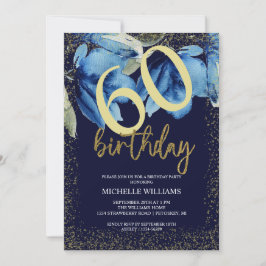 Indigo Floral Glitter kalligrafie Kaart