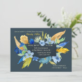 Indigo Floral Invitation Kaart (Staand voorkant)