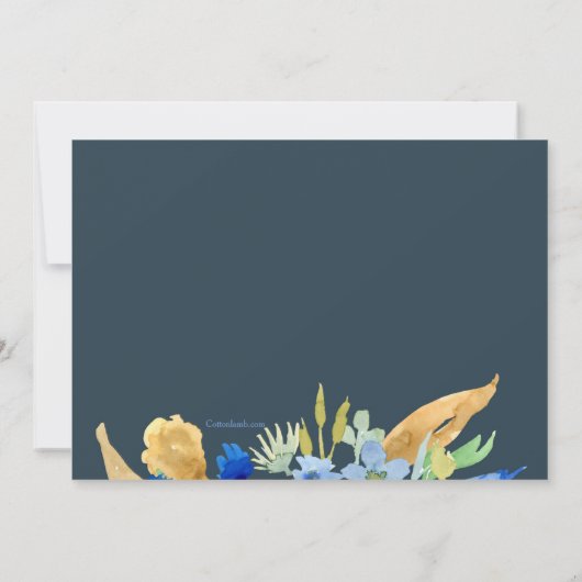 Indigo Floral Invitation Kaart (Achterkant)
