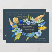 Indigo Floral Invitation Kaart (Voorkant / Achterkant)