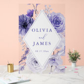 Indigo Floral Lijst bruiloft Acryl Bord (Huwelijk)