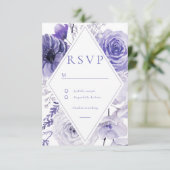 Indigo Floral Lijst bruiloft RSVP Kaartje (Staand voorkant)