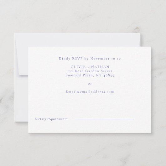 Indigo Floral Lijst bruiloft RSVP Kaartje (Achterkant)