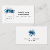 Indigo Floral Mason Jar rsvp Informatiekaartje (Voorkant / Achterkant)