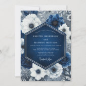 Indigo Floral Opulent Wedding Kaart (Voorkant)