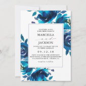 Indigo Floral Wedding Kaart (Voorkant)