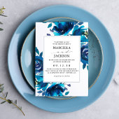 Indigo Floral Wedding Kaart