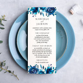 Indigo Floral Wedding Program Kaart