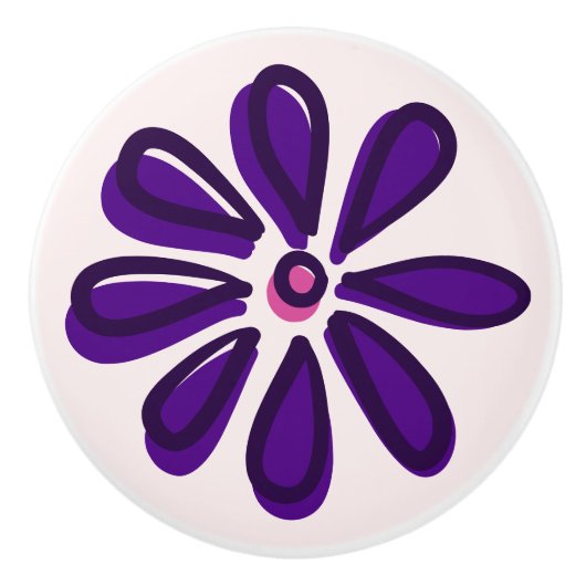  Indigo Flower Doodle Keramische Knop (Voorkant)