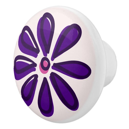  Indigo Flower Doodle Keramische Knop (Rechts)