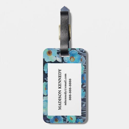 Indigo Flowers Bagagelabel (Achterkant verticaal)