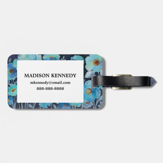 Indigo Flowers Bagagelabel (Achterkant horizontaal)