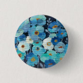 Indigo Flowers Ronde Button 3,2 Cm (Voorkant)