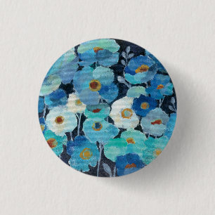 Indigo Flowers Ronde Button 3,2 Cm