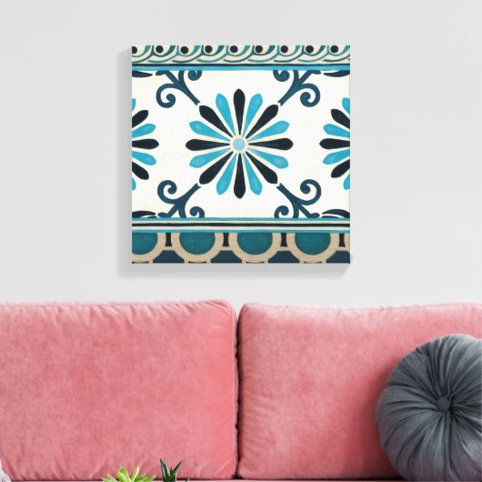 Indigo Frieze II, niet in reliëf Canvas Afdruk (Insitu (Woonkamer))