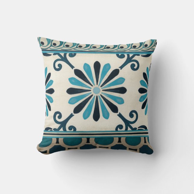 Indigo Frieze II, niet in reliëf Kussen (Voorkant)