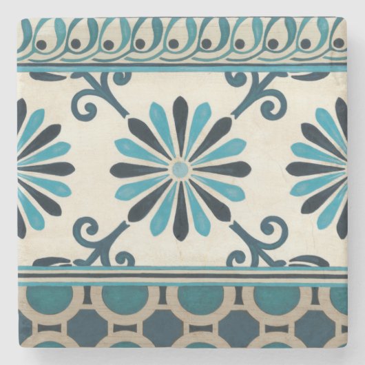 Indigo Frieze II, niet in reliëf Stenen Onderzetter (Voorkant)