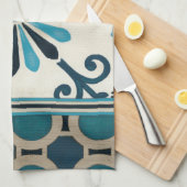 Indigo Frieze II, niet in reliëf Theedoek (Quarter Fold)