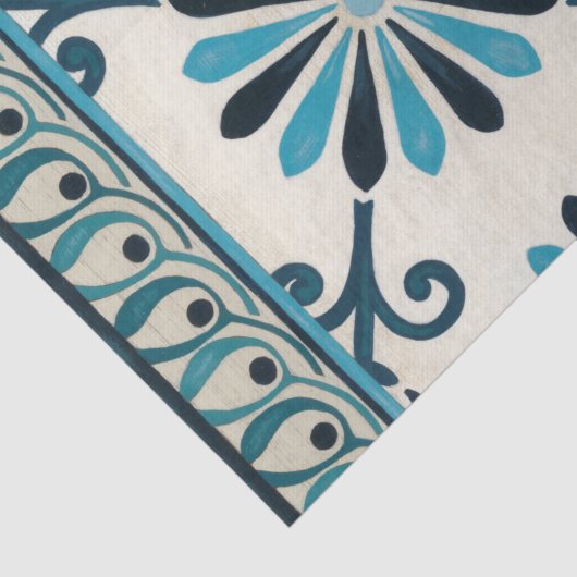 Indigo Frieze II, niet in reliëf Tissuepapier (Detail)