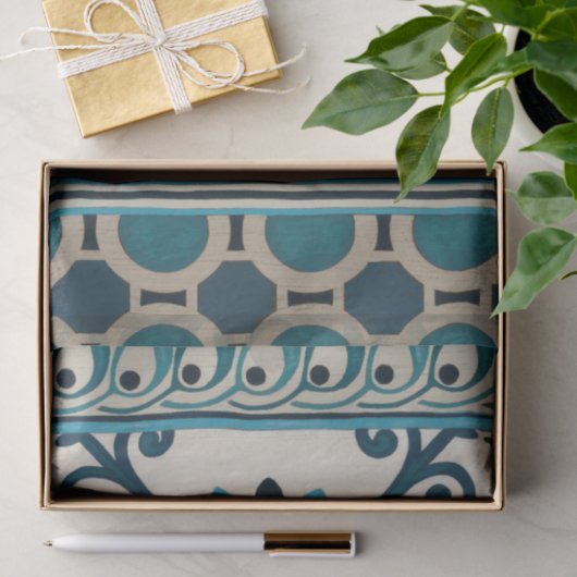 Indigo Frieze II, niet in reliëf Tissuepapier (Geschenk)