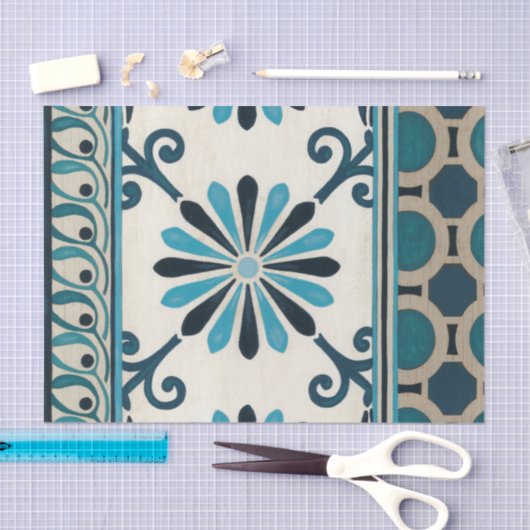 Indigo Frieze II, niet in reliëf Tissuepapier (Craft)