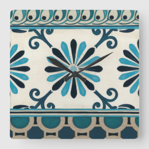 Indigo Frieze II, niet in reliëf Vierkante Klok