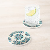 Indigo Frieze II, niet in reliëf Zandsteen Onderzetter (Zijkant)