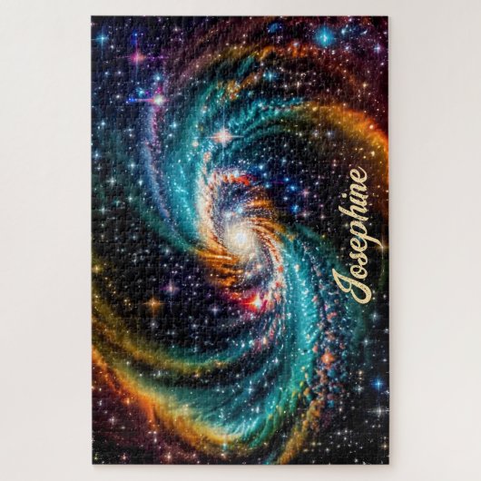 Indigo Galactische Spiraal in Deep Outer Space Naa Legpuzzel (Verticaal)