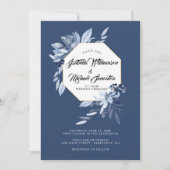 Indigo Garden Blue floral Wedding Invitation Kaart (Voorkant)