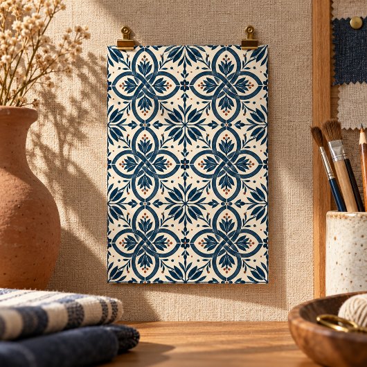 Indigo Garden Knots Kunstprint Poster
