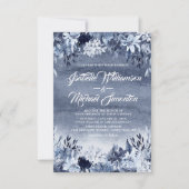 Indigo Garden Modern Waterverf Wedding Kaart (Voorkant)