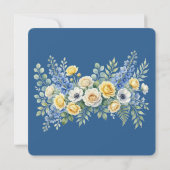 Indigo & Gele Bloem Bewaar de Datum Save The Date (Achterkant)