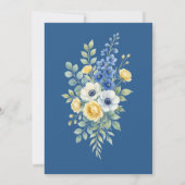 Indigo & Gele Bloem Bruiloftsinvatie Kaart (Achterkant)