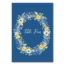 Indigo & Gele Tafelnummer Bloem