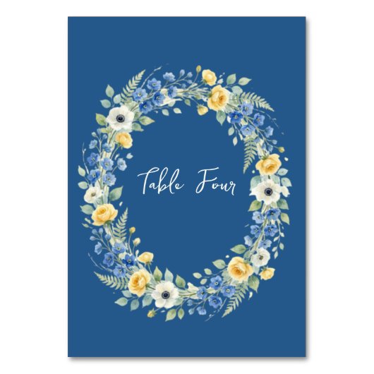 Indigo & Gele Tafelnummer Bloem (Voorkant)