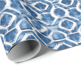 Indigo Geometric Tile Wrapping Paper Cadeaupapier