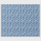Indigo geometrisch cadeaupapier met tegels (Vlak)