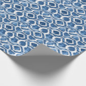 Indigo geometrisch cadeaupapier met tegels (Hoek)