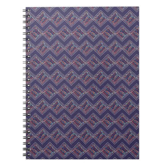 Indigo Gestikte Diamanten Notitieboek (Voorkant)