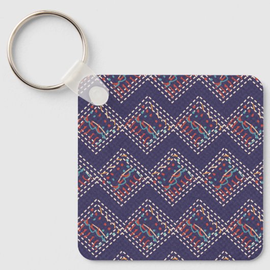 Indigo Gestikte Diamanten Sleutelhanger (Voorkant)
