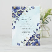Indigo Glanzende Winterhuwelijk Kaart (Staand voorkant)