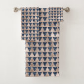 Indigo Glitter Silver Grey Metallic Pattern Design Bad Handdoek (Insitu)